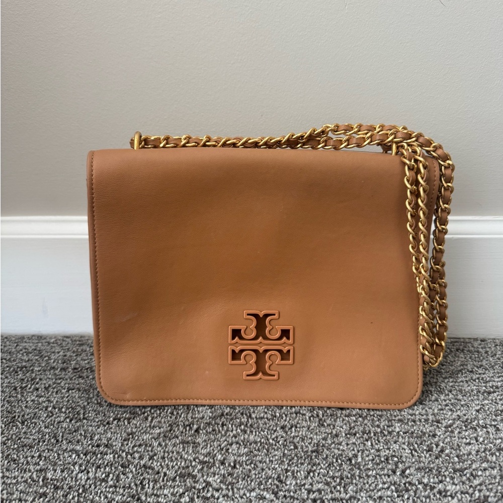Tory Burch Camel Leather Shoulder Bag